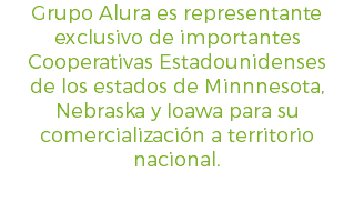 Grupo Alura es representante exclusivo de importantes Cooperativas Estadounidenses de los estados de Minnnesota, Nebraska y Ioawa para su comercialización a territorio nacional.